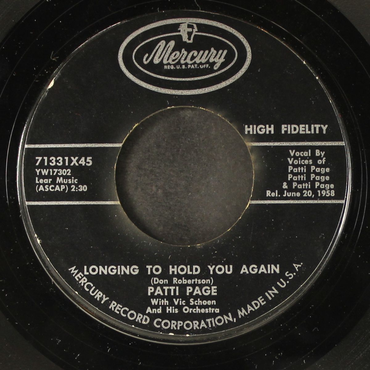 longing to hold you again / left right out of your heart by PATTI PAGE