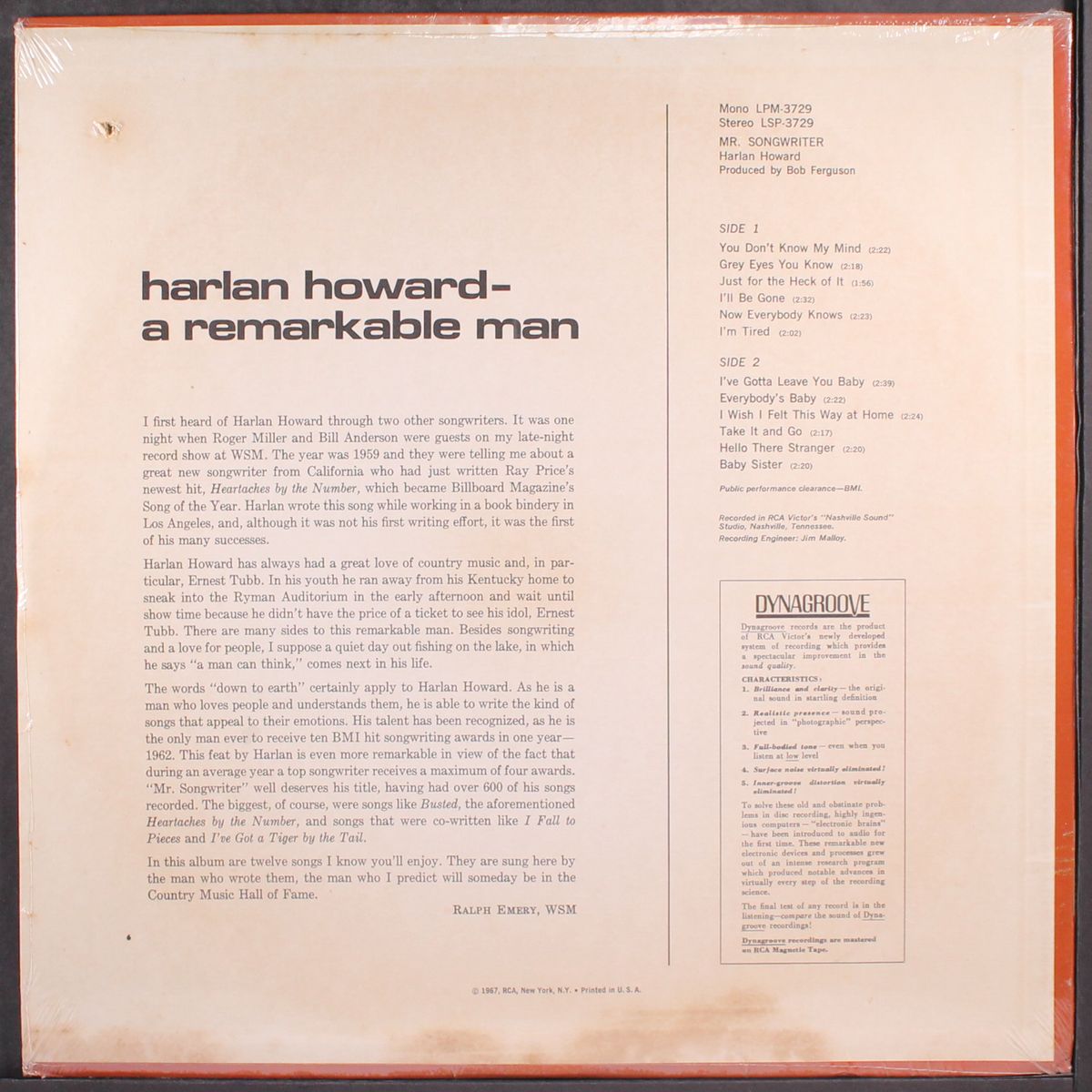 mr. songwriter by HARLAN HOWARD
