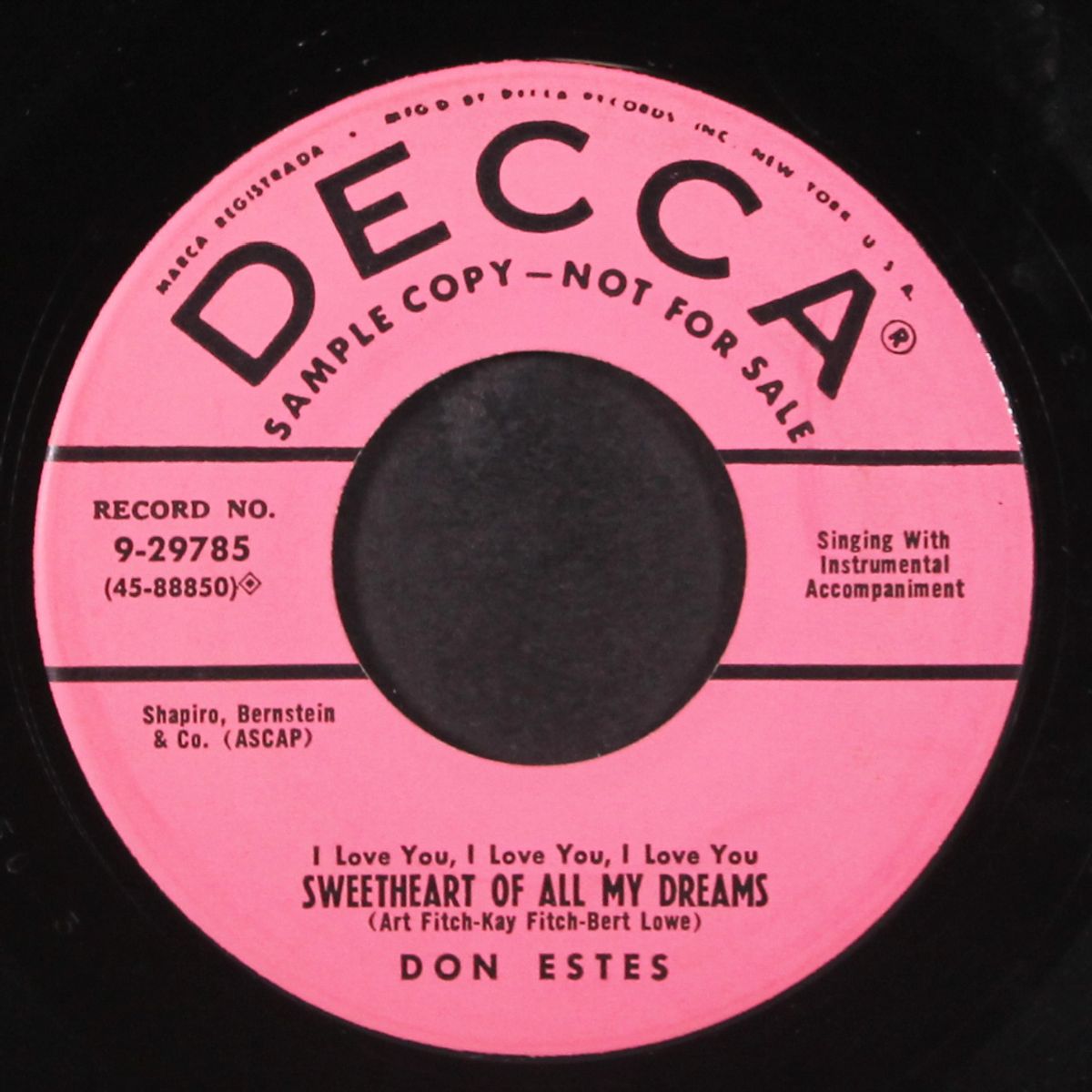 pickin' up the pieces / sweetheart of all my dreams by DON ESTES