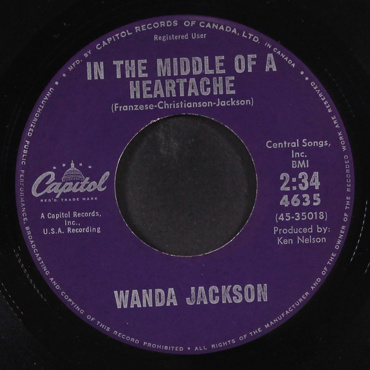 in the middle of heartache by WANDA JACKSON