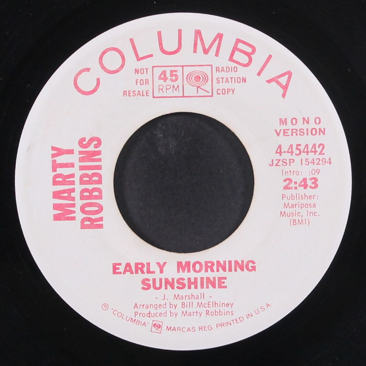early morning sunshine / mono by MARTY ROBBINS