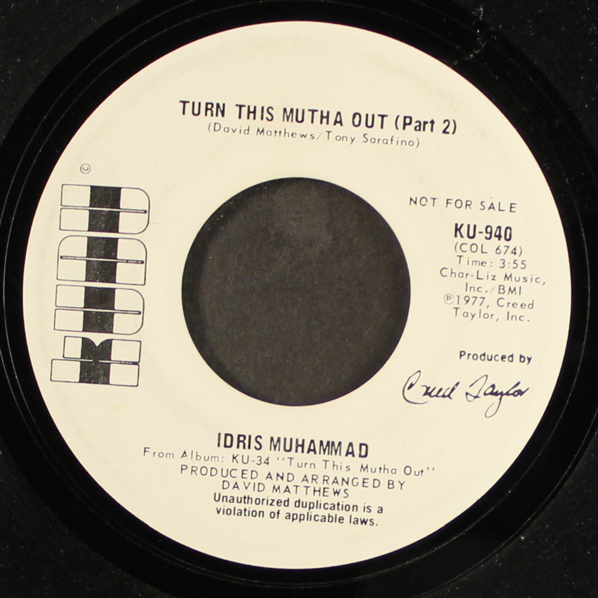 turn this mutha out, part 1 / same by IDRIS MUHAMMAD