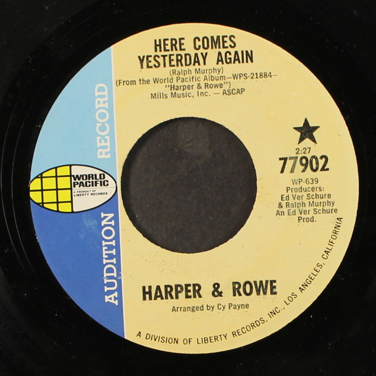 here comes yesterday again / wake me when it's over by HARPER & ROWE