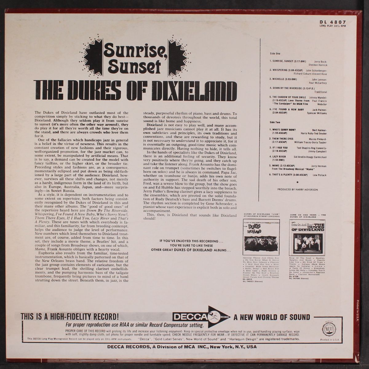 sunrise, sunset by DUKES OF DIXIELAND