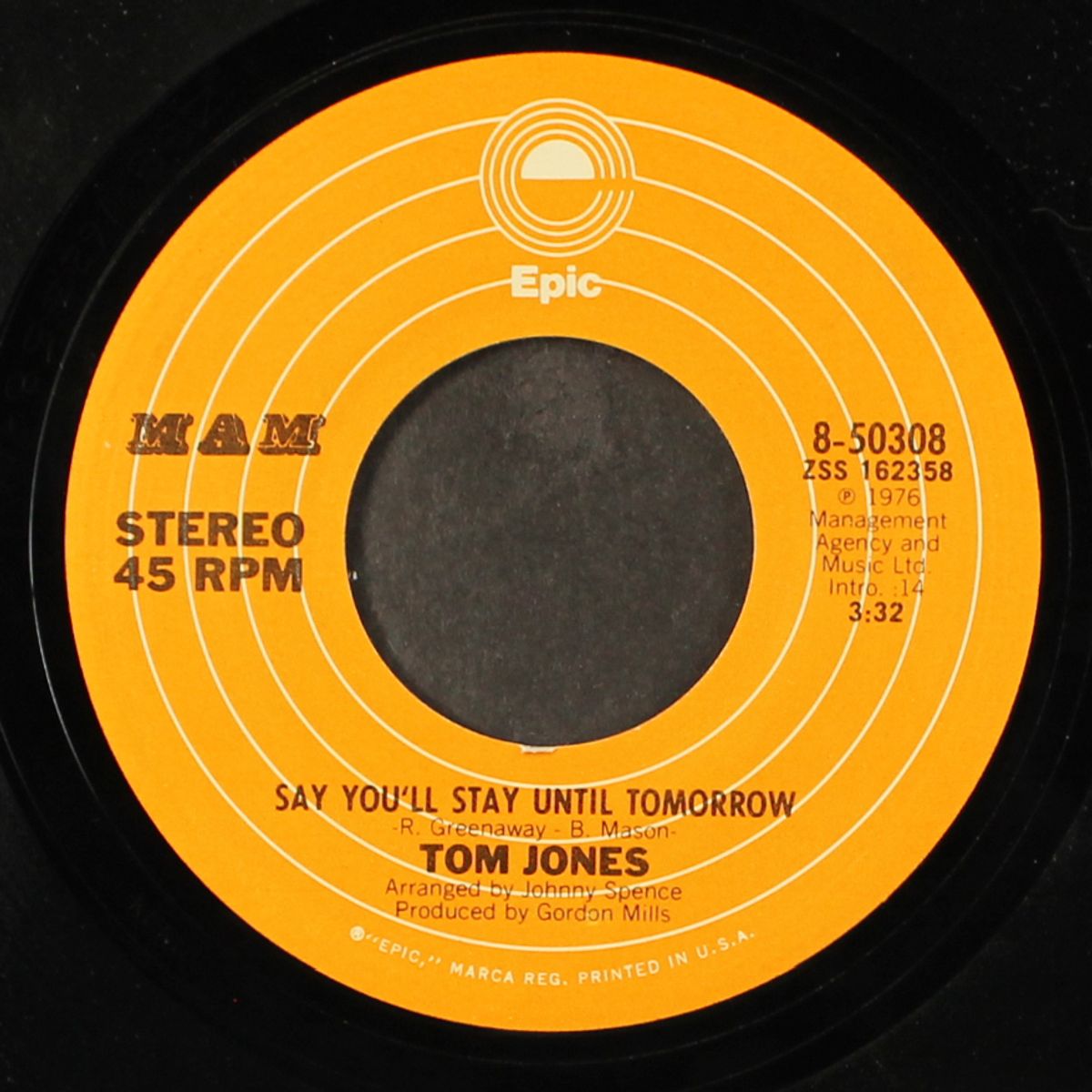 say you'll stay until tomorrow / lady lay by TOM JONES