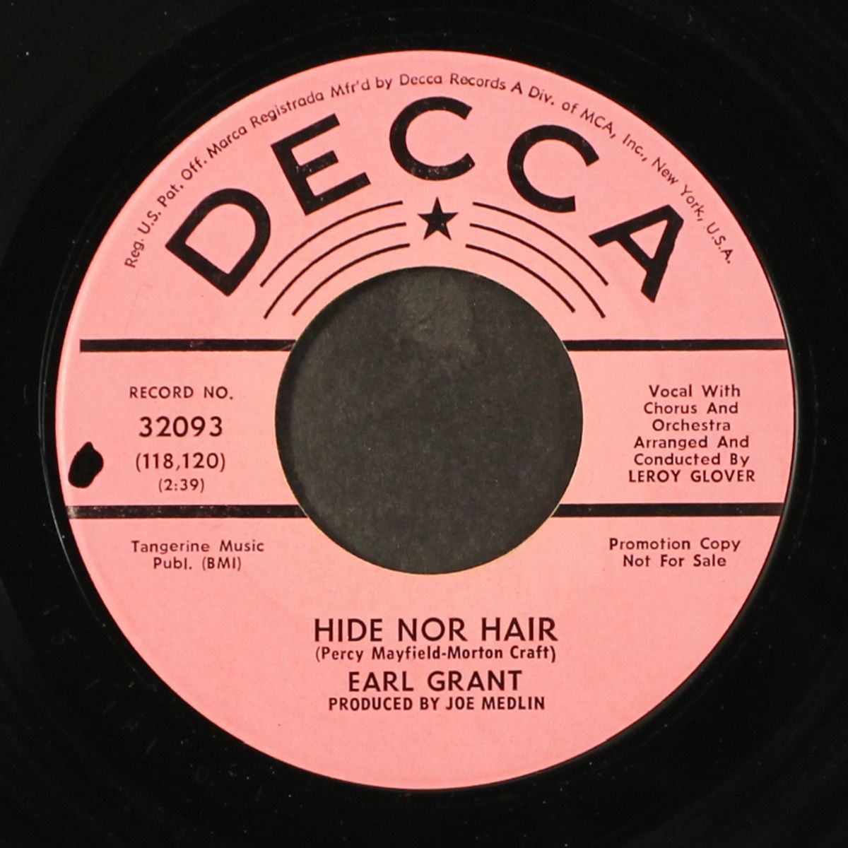 hide nor hair / i love you yes i do by EARL GRANT