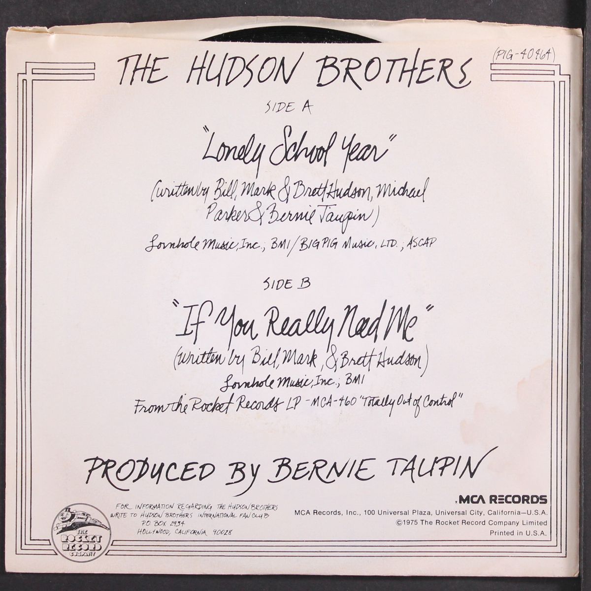 lonely school year by HUDSON BROTHERS