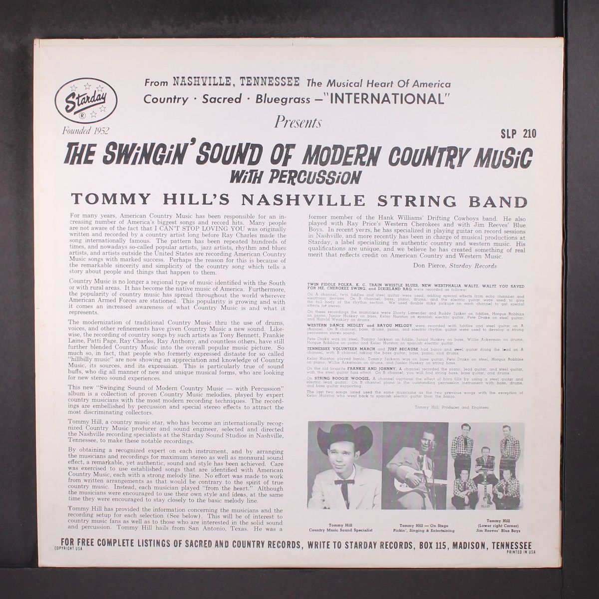 swingin' sound of modern country music by TOMMY HILL'S NASHVILLE STRING BAND