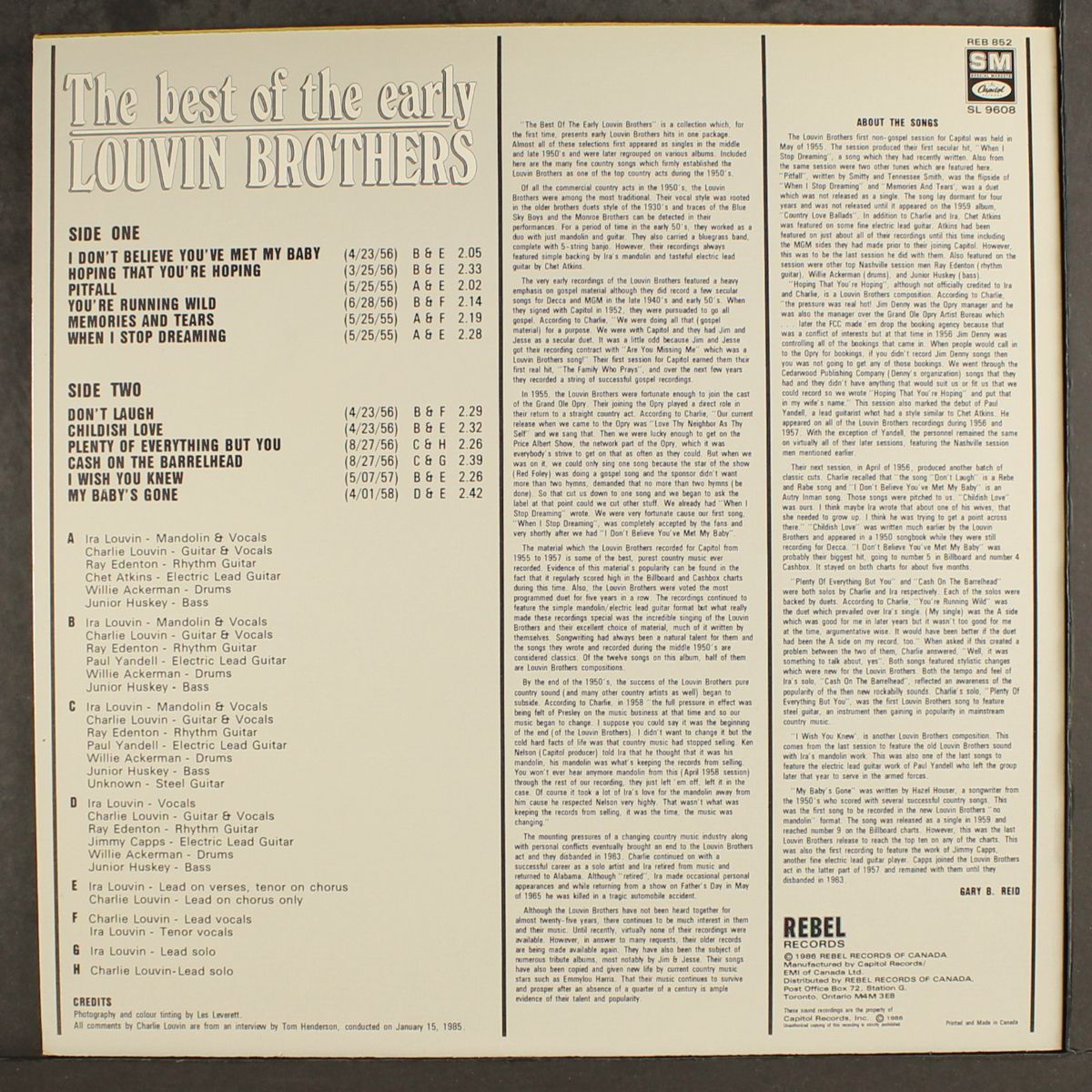 the best of the early by LOUVIN BROTHERS