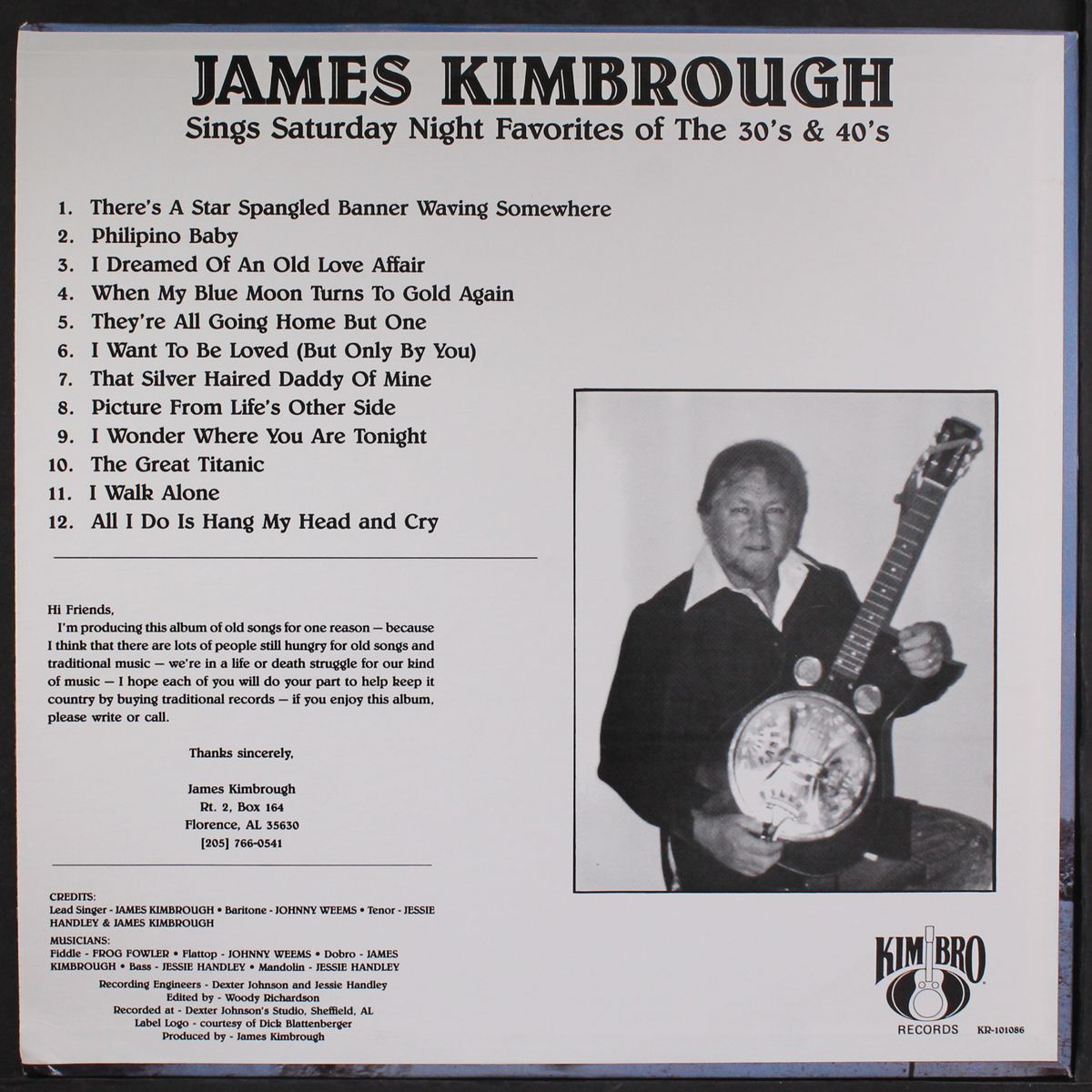 sings saturday night favorites of 30's & 40's by JAMES KIMBROUGH