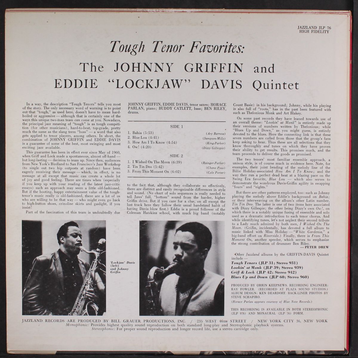 tough tenor favorites by JOHNNY GRIFFIN & EDDIE 'LOCKJAW' DAVIS
