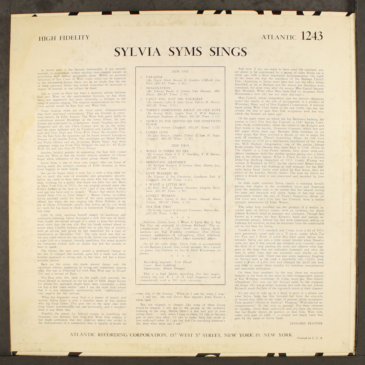 sings by SYLVIA SYMS