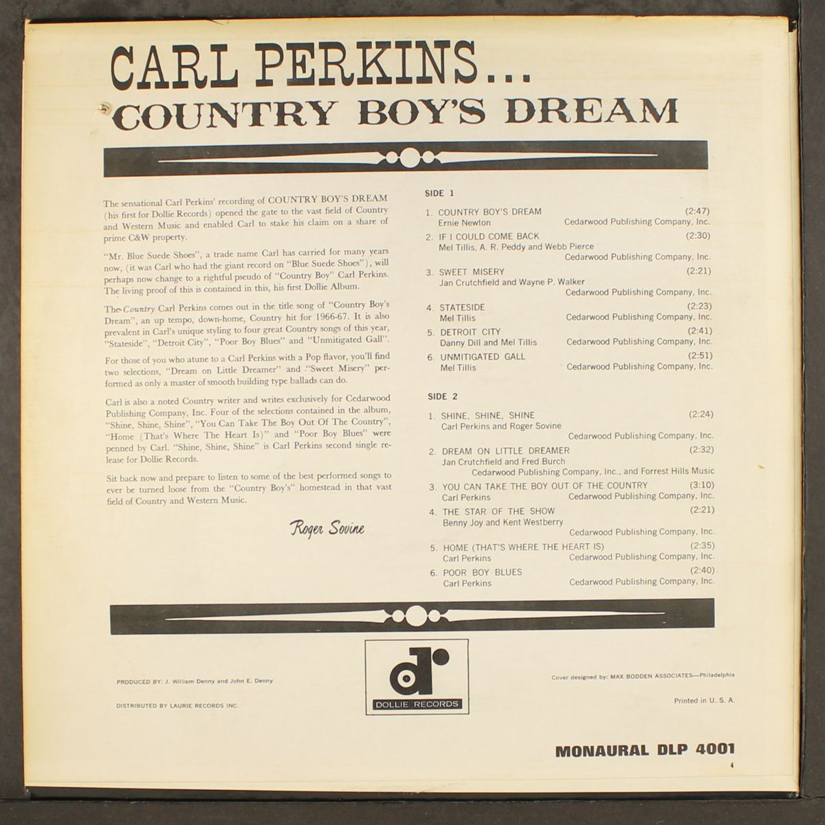 country boy's dream by CARL PERKINS