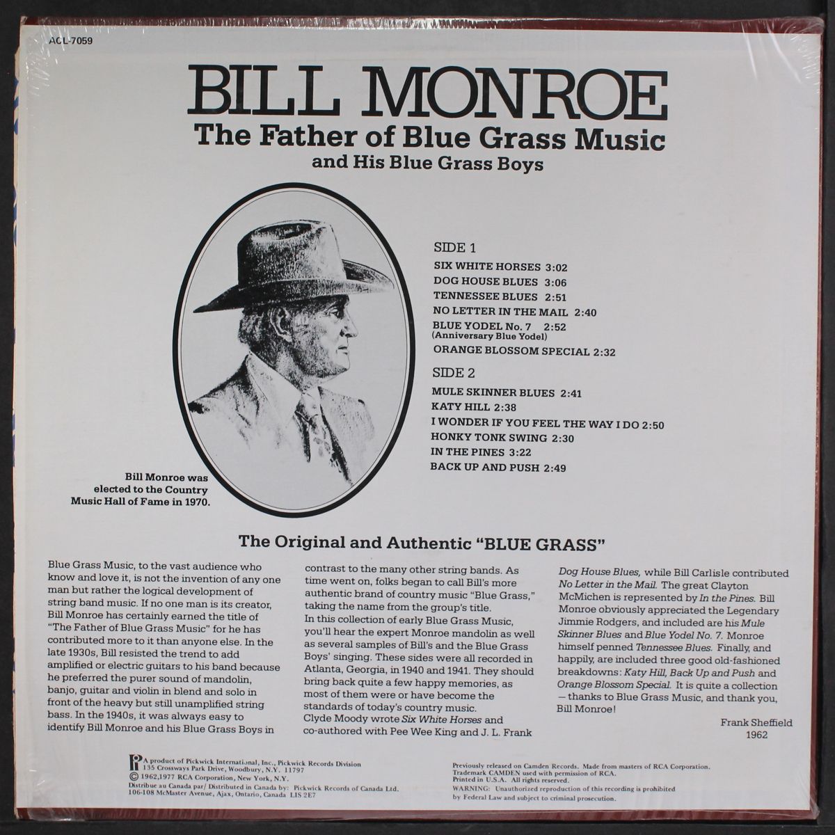 the father of blue grass music by BILL MONROE
