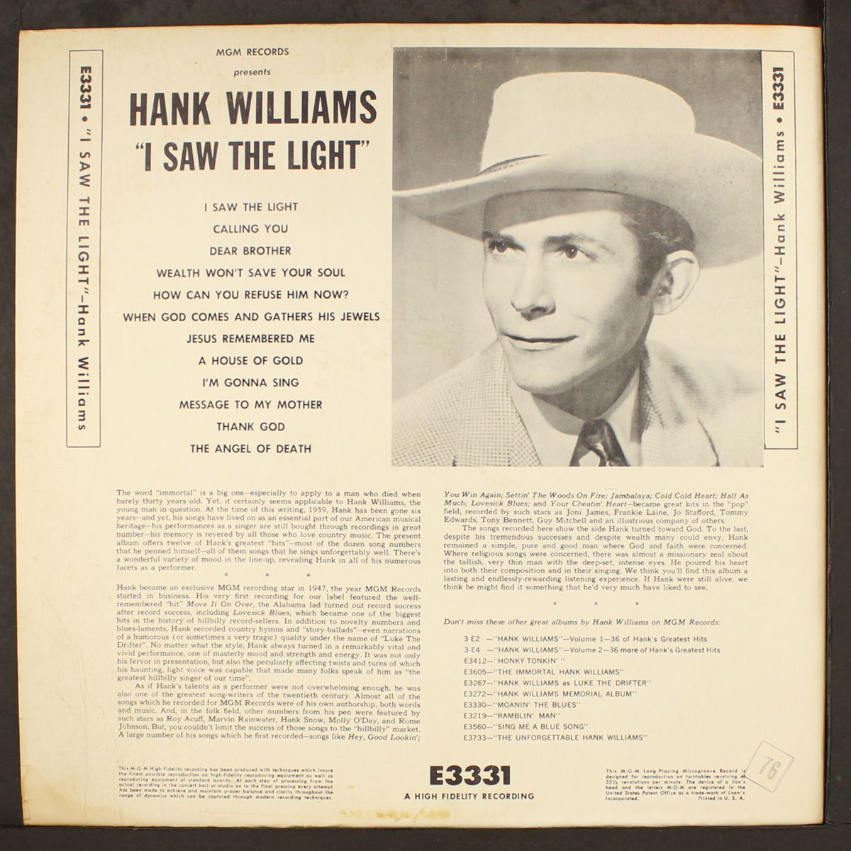i saw the light by HANK WILLIAMS