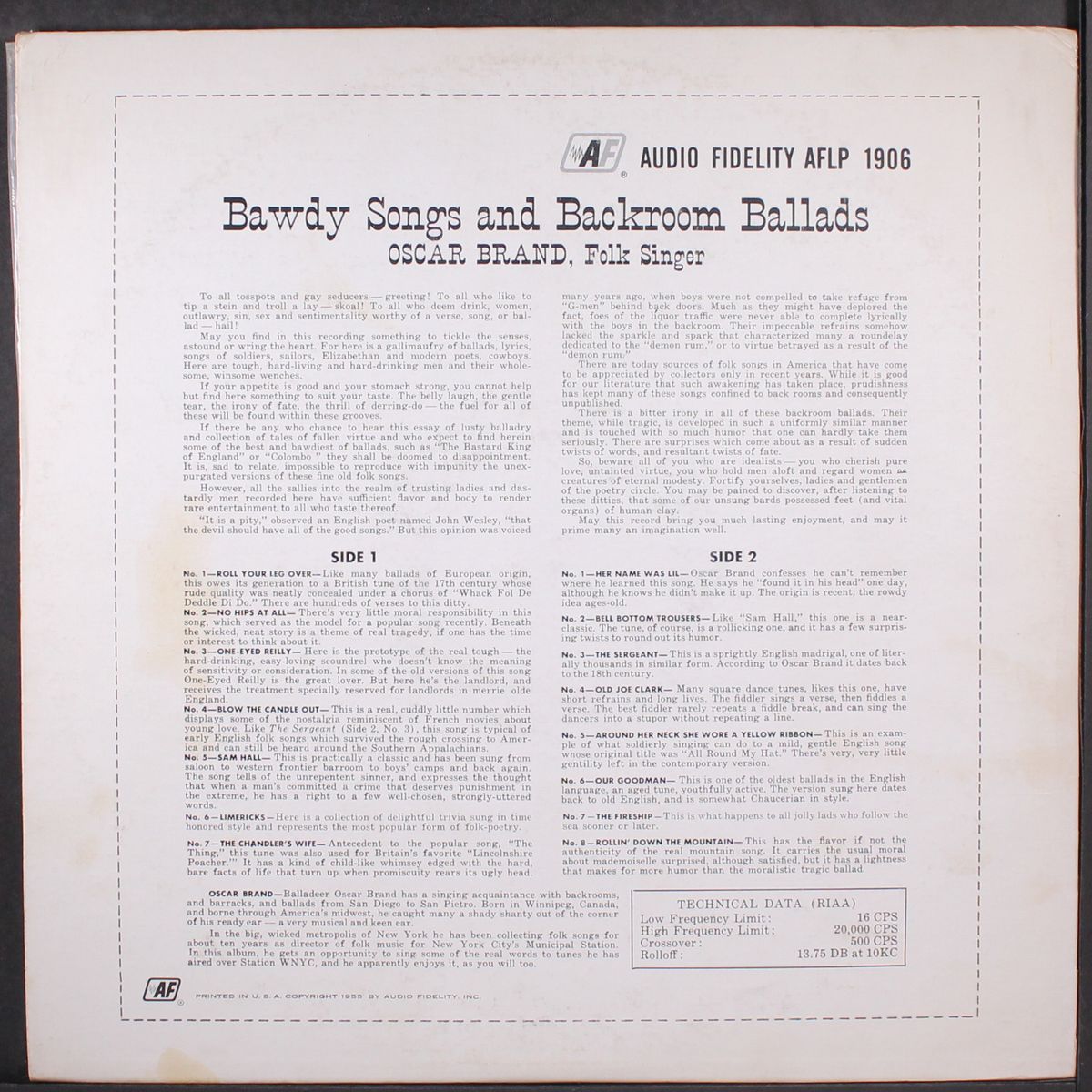 bawdy songs, vol. 1 by OSCAR BRAND