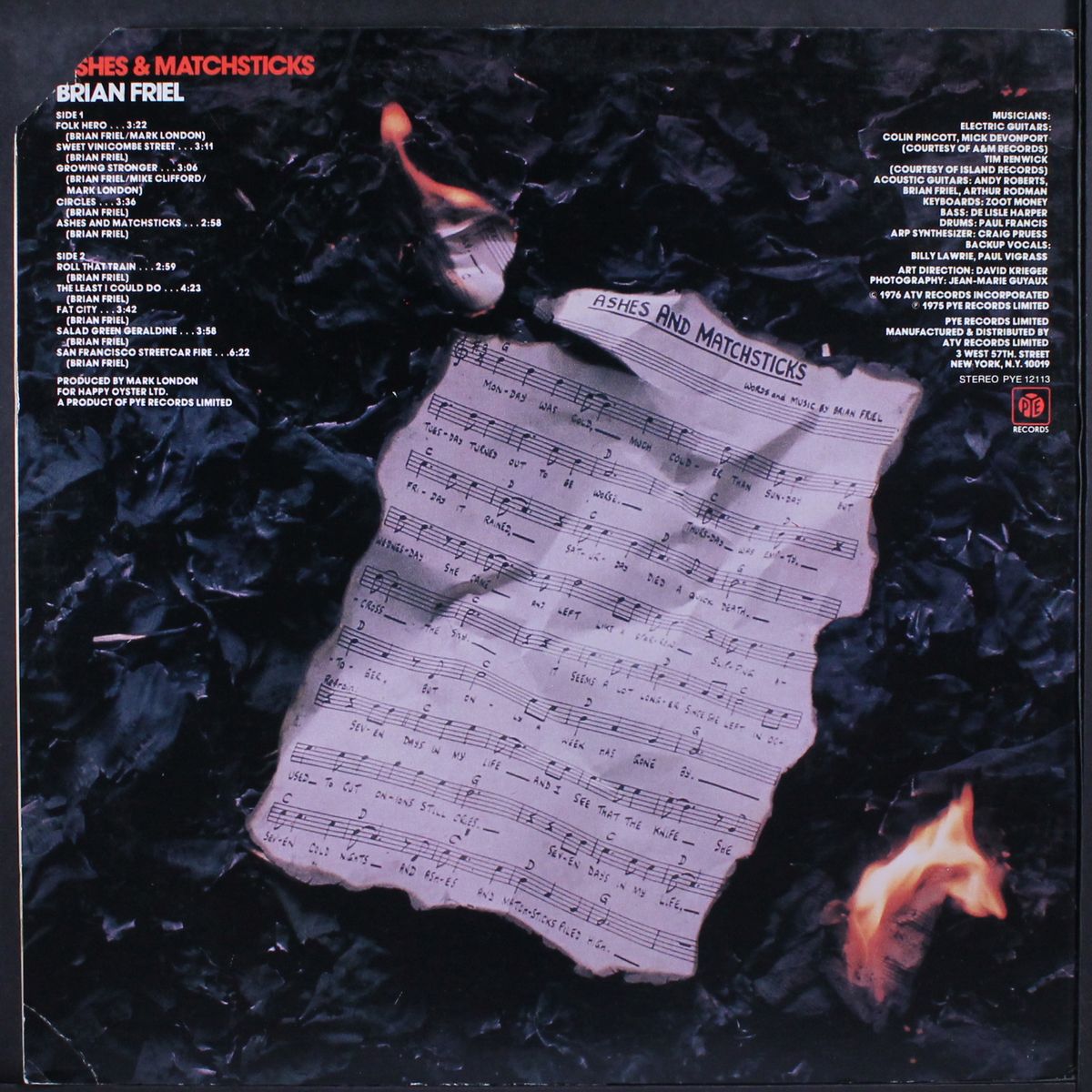 ashes & matchsticks by BRIAN FRIEL