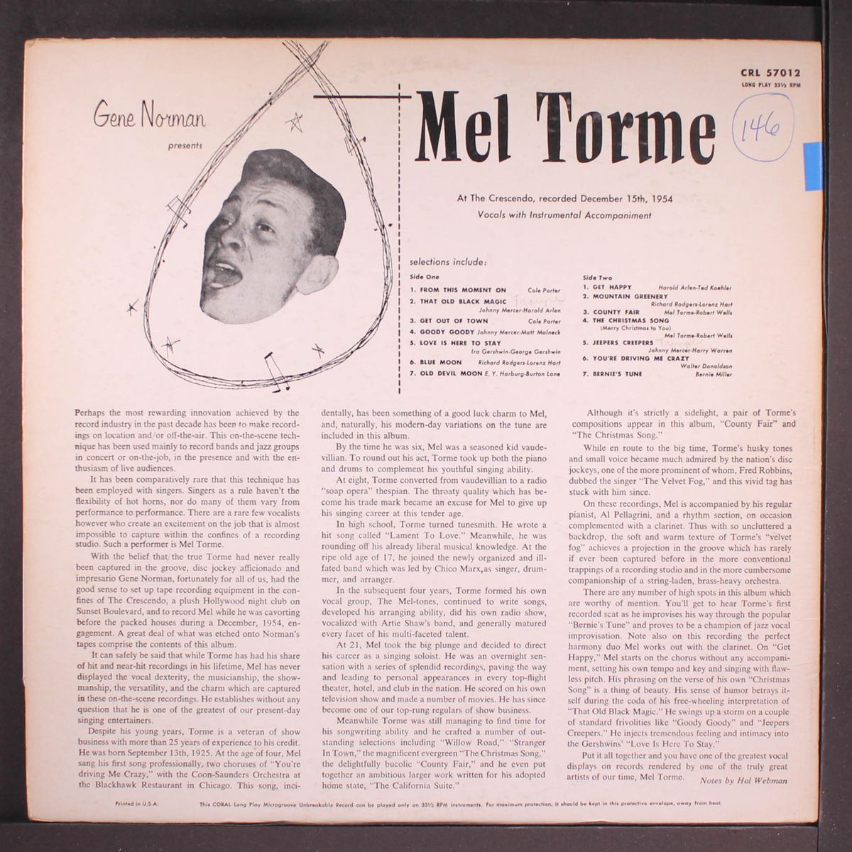 mel torme actually recorded at the crescendo by MEL TORME