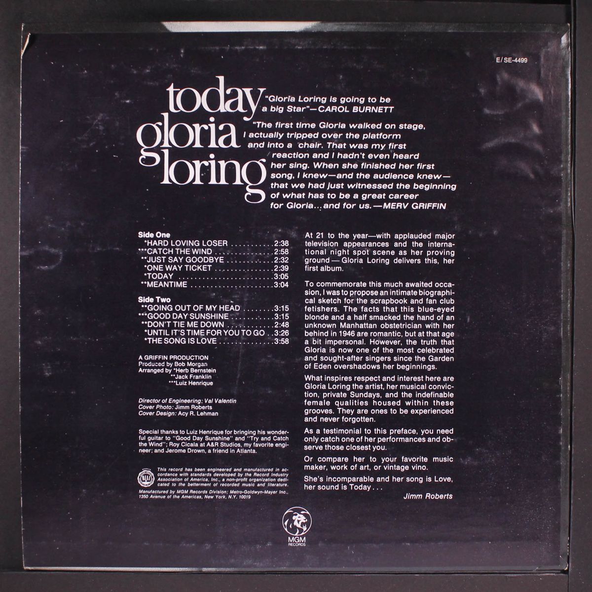 today by GLORIA LORING