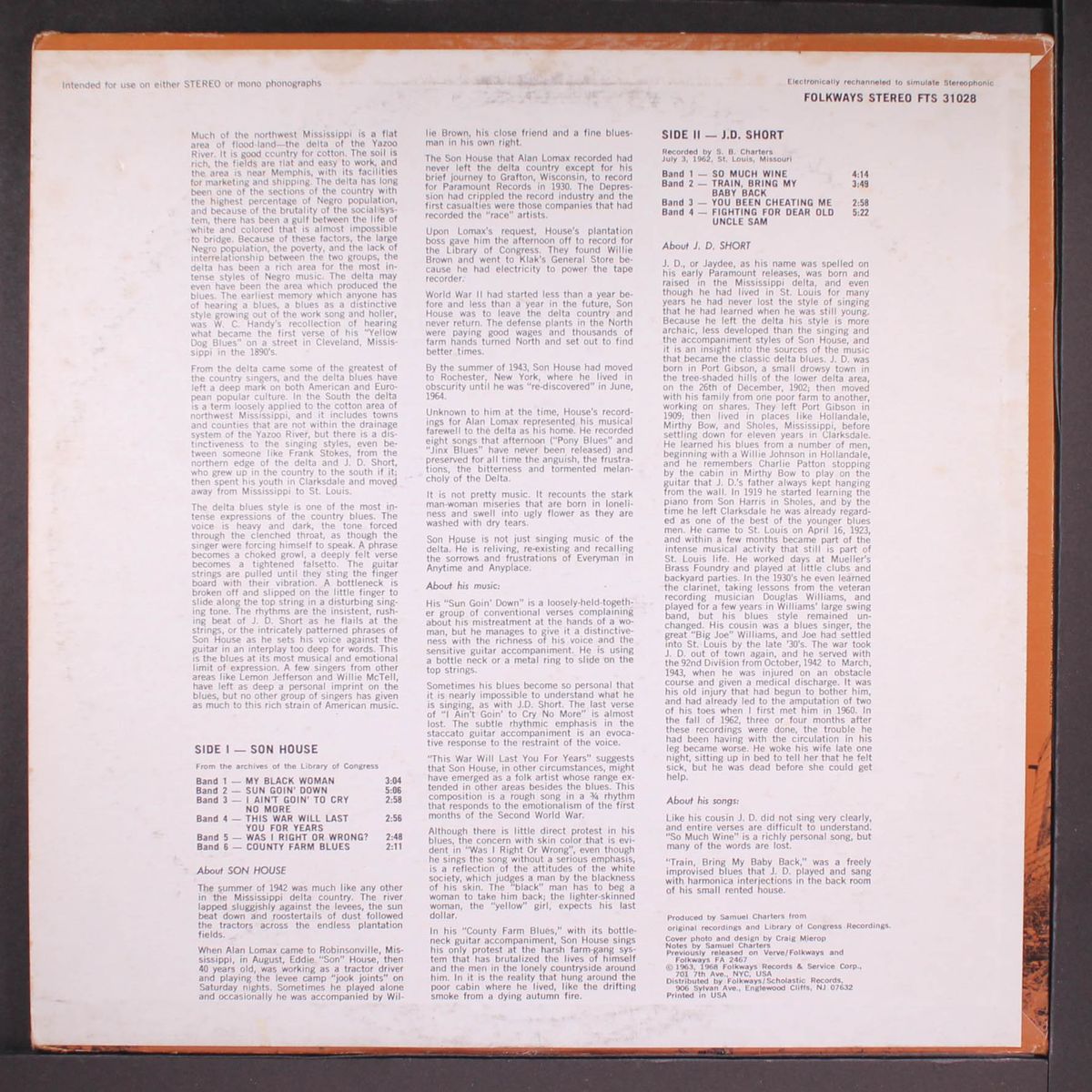 delta blues by SON HOUSE / J.D. SHORT
