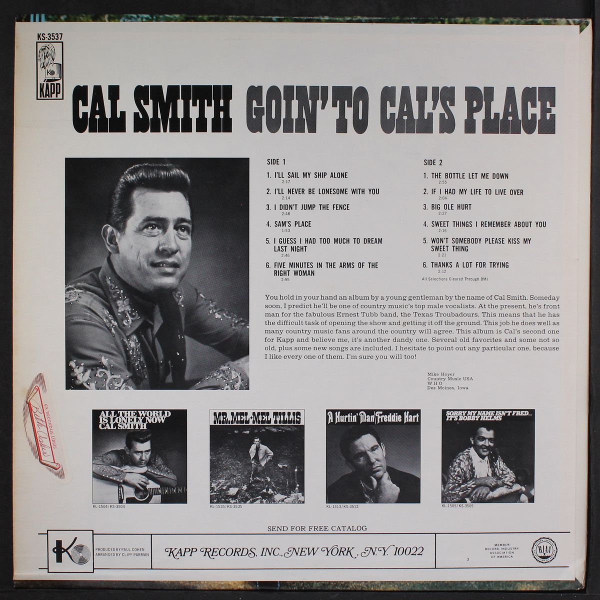 goin' to cal's place by CAL SMITH