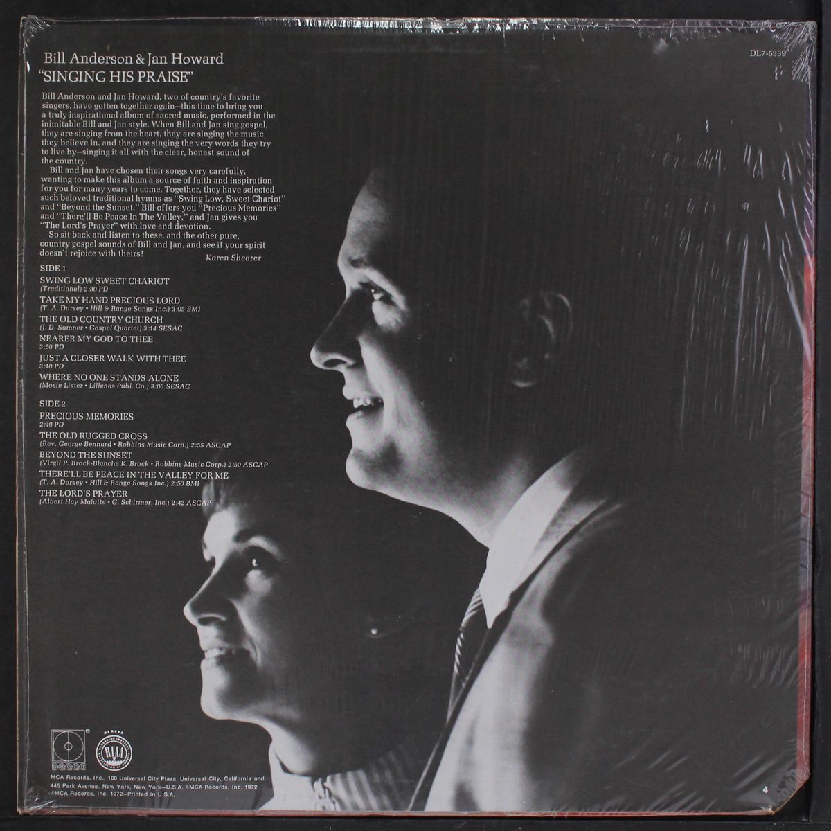 singing his praise by BILL ANDERSON & JAN HOWARD