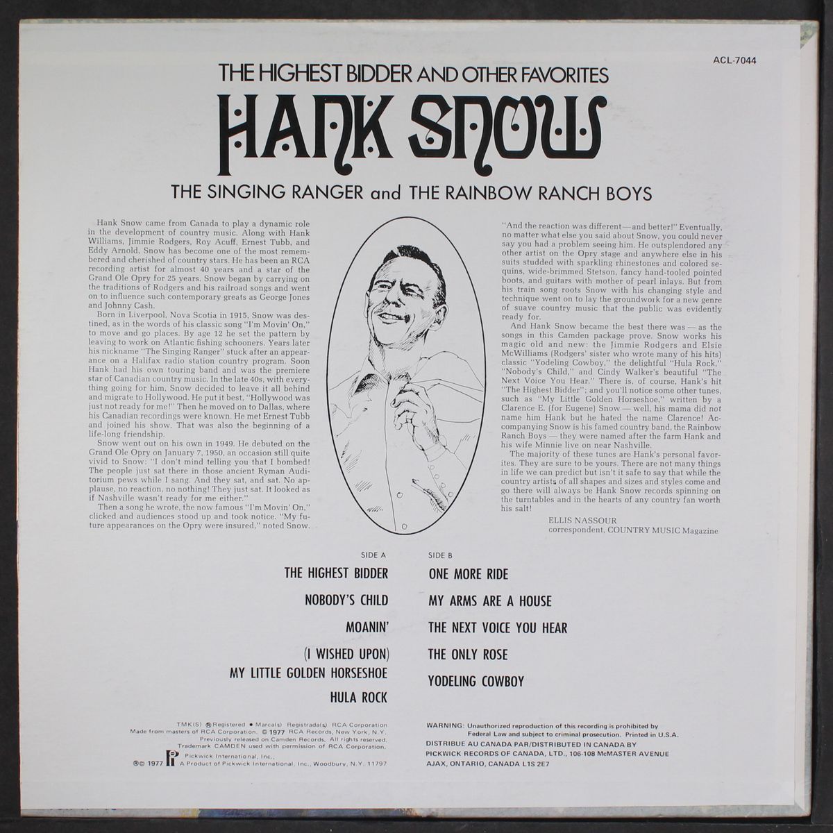 the highest bidder & other favorites by HANK SNOW