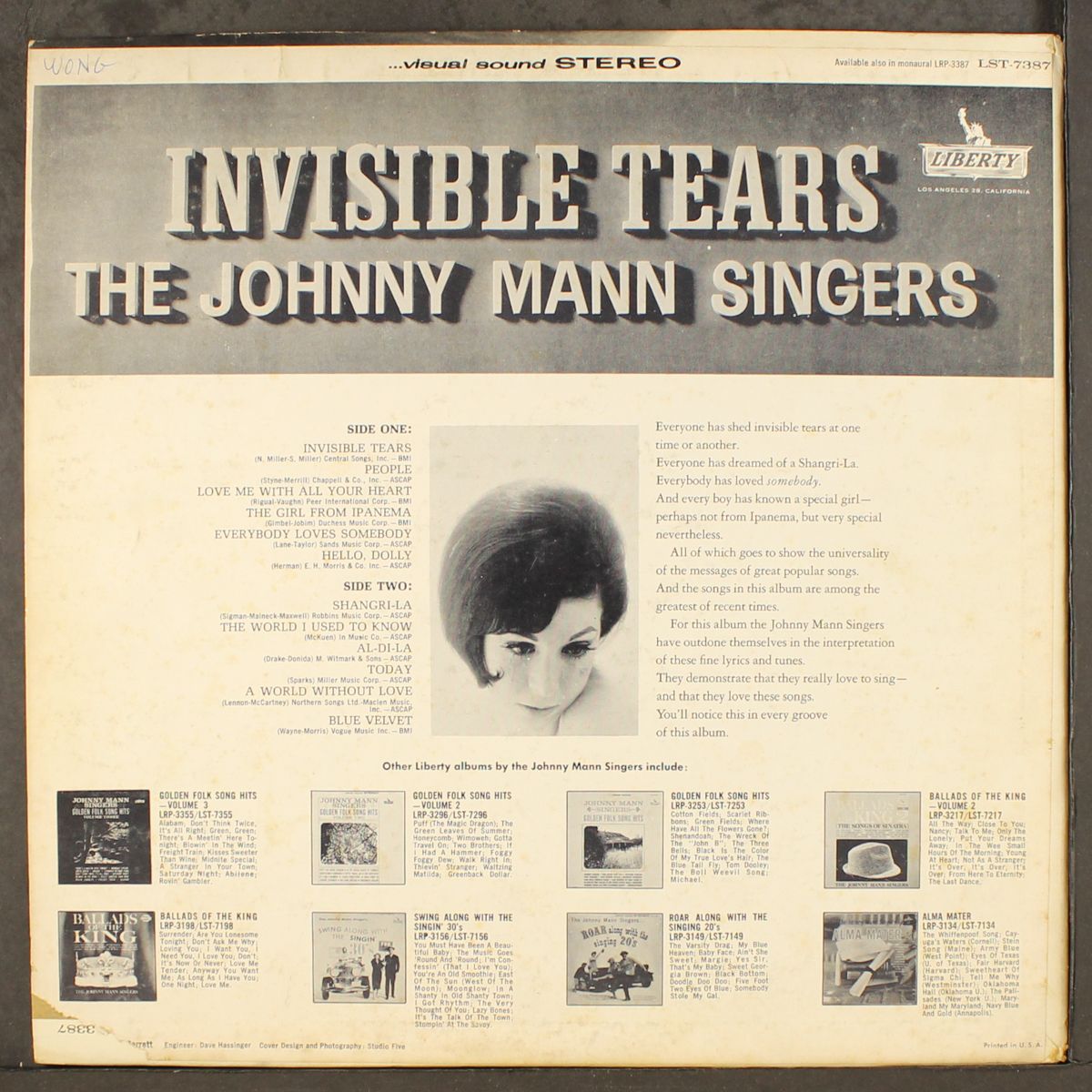 invisible tears by JOHNNY MANN SINGERS