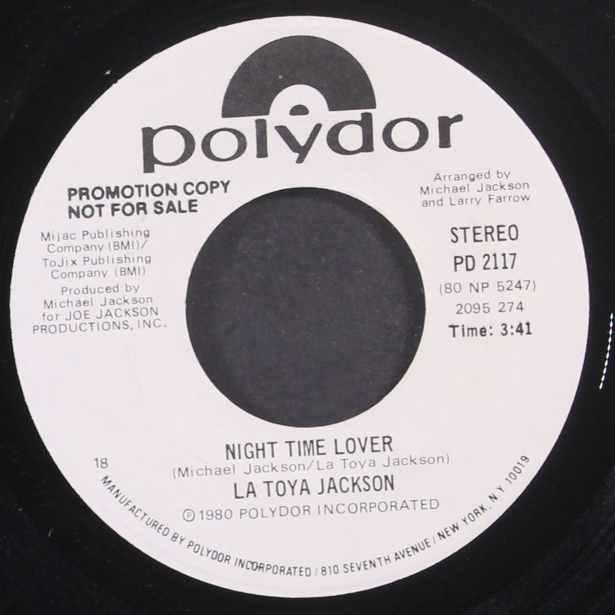 night time lover / same by LA TOYA JACKSON