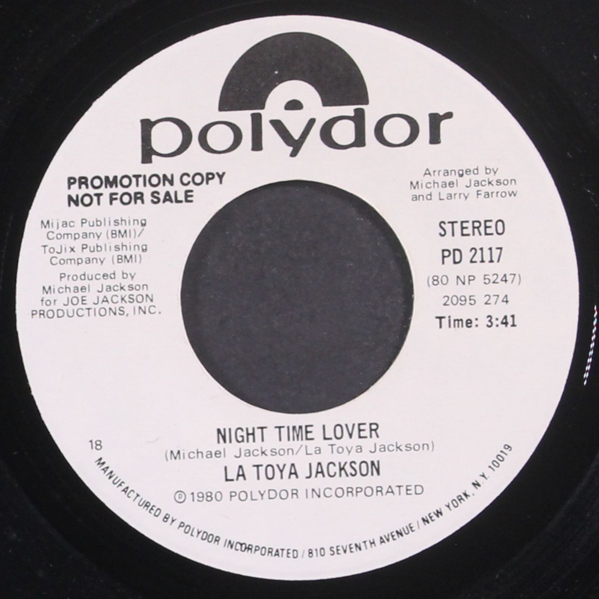 night time lover / same by LA TOYA JACKSON