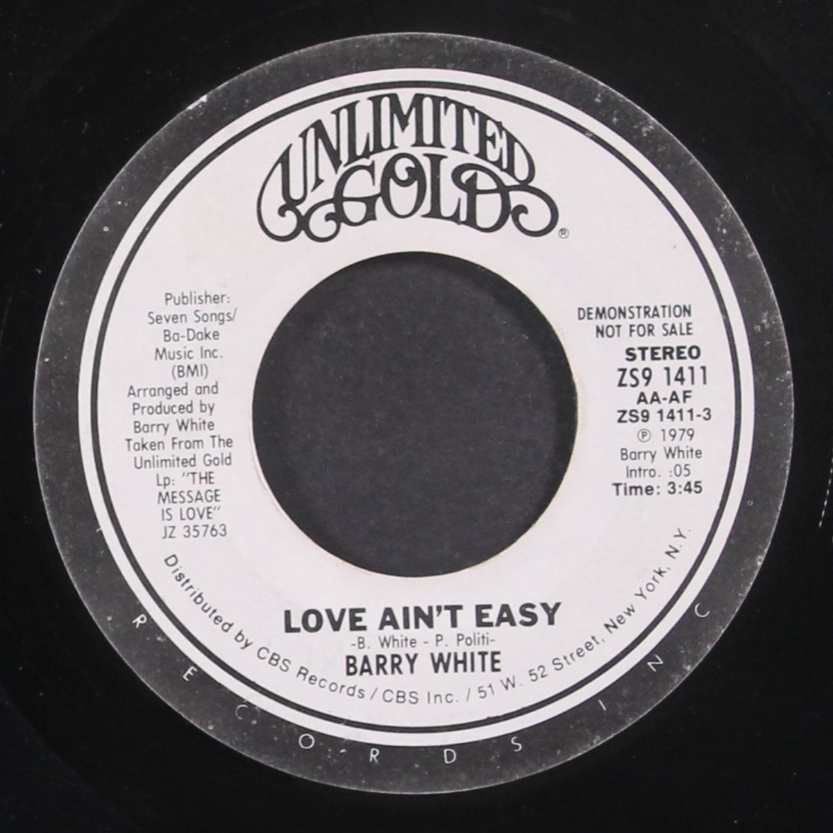 love ain't easy / same by BARRY WHITE