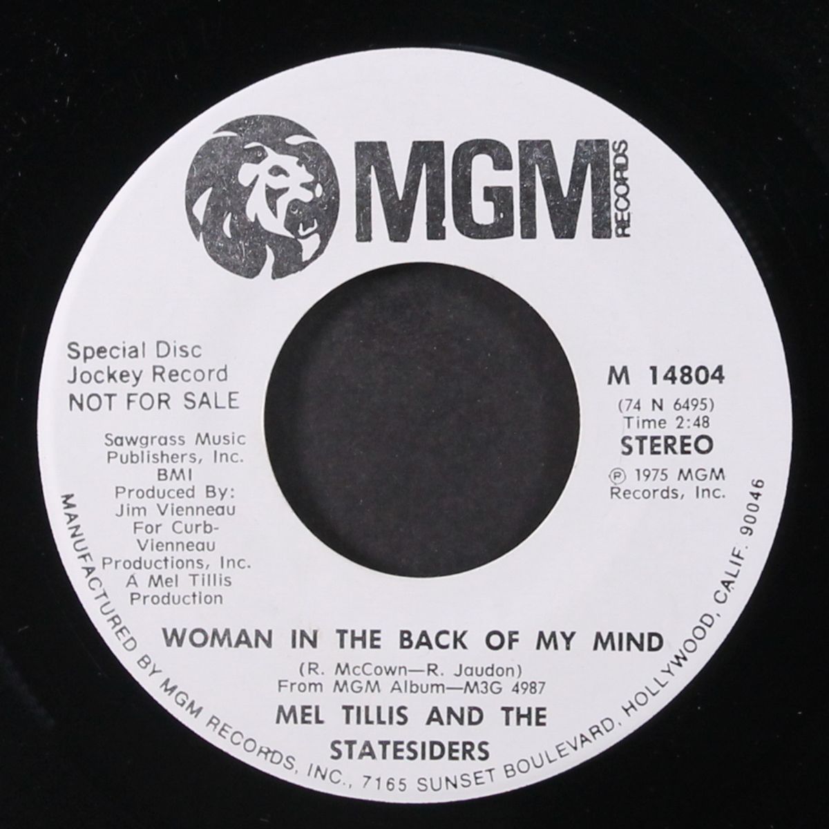 woman in the back of my mind / mono by MEL TILLIS & STATESIDERS