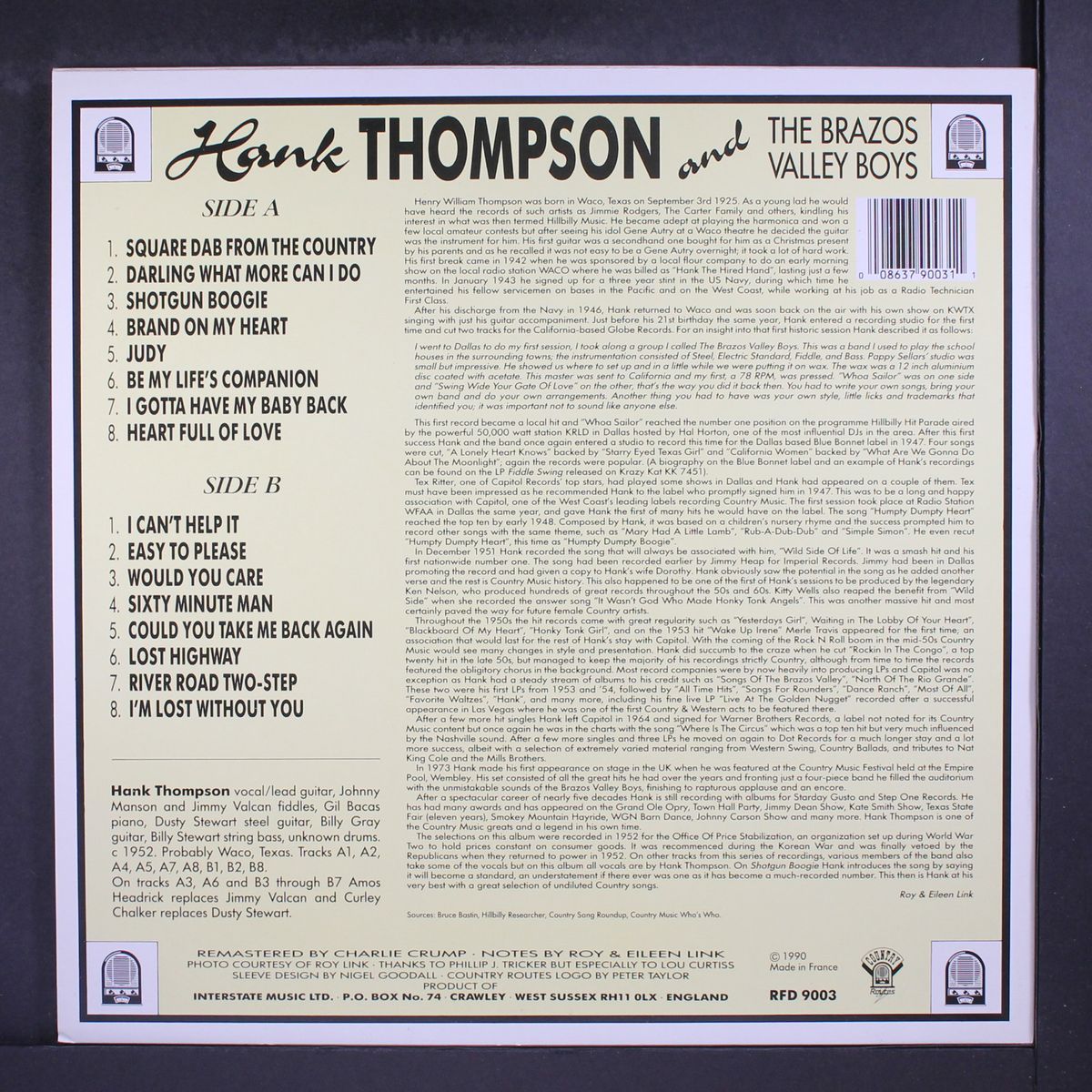 previously unissued 1952 airshots by HANK THOMPSON