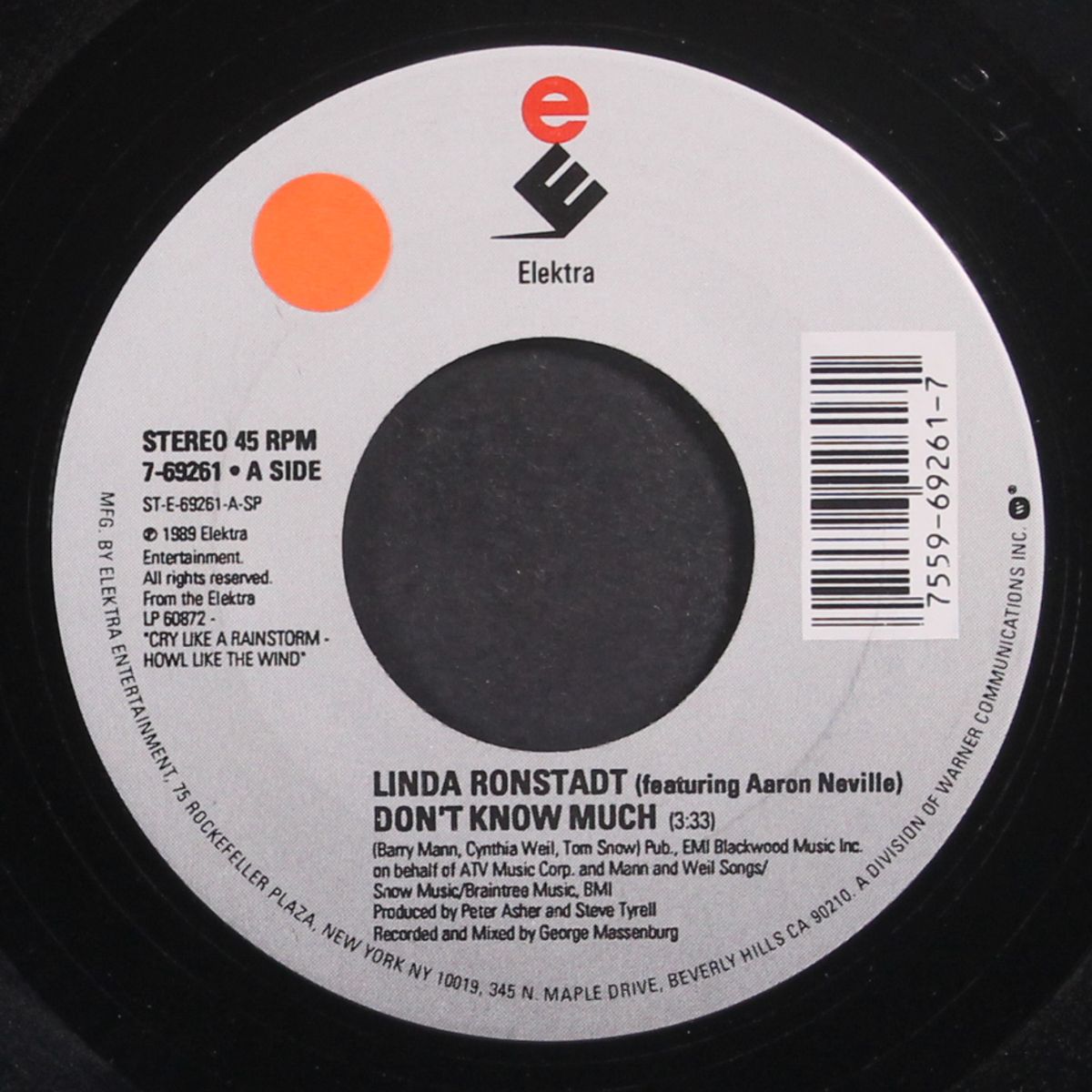 don't know much / cry like a rainstorm by LINDA RONSTADT