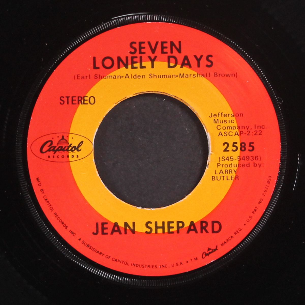 invisible tears / seven lonely days by JEAN SHEPARD