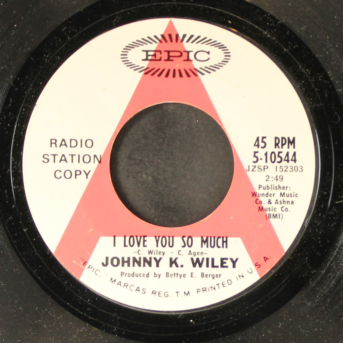 i love you so much / going back to memphis by JOHNNY K. WILEY