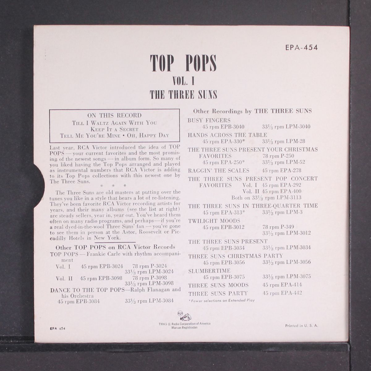 top pops vol. 1 by THREE SUNS