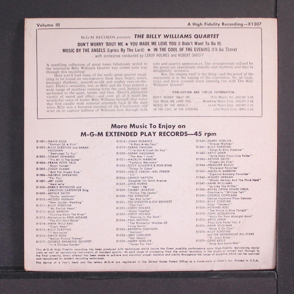 vol. 3 by BILLY WILLIAMS QUARTET