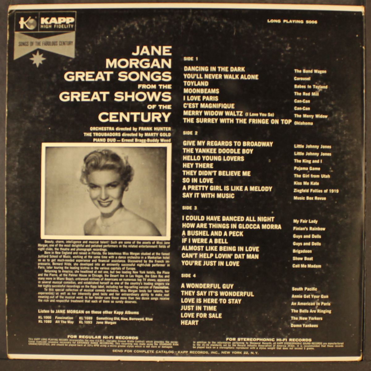 great songs from great shows of the century by JANE MORGAN