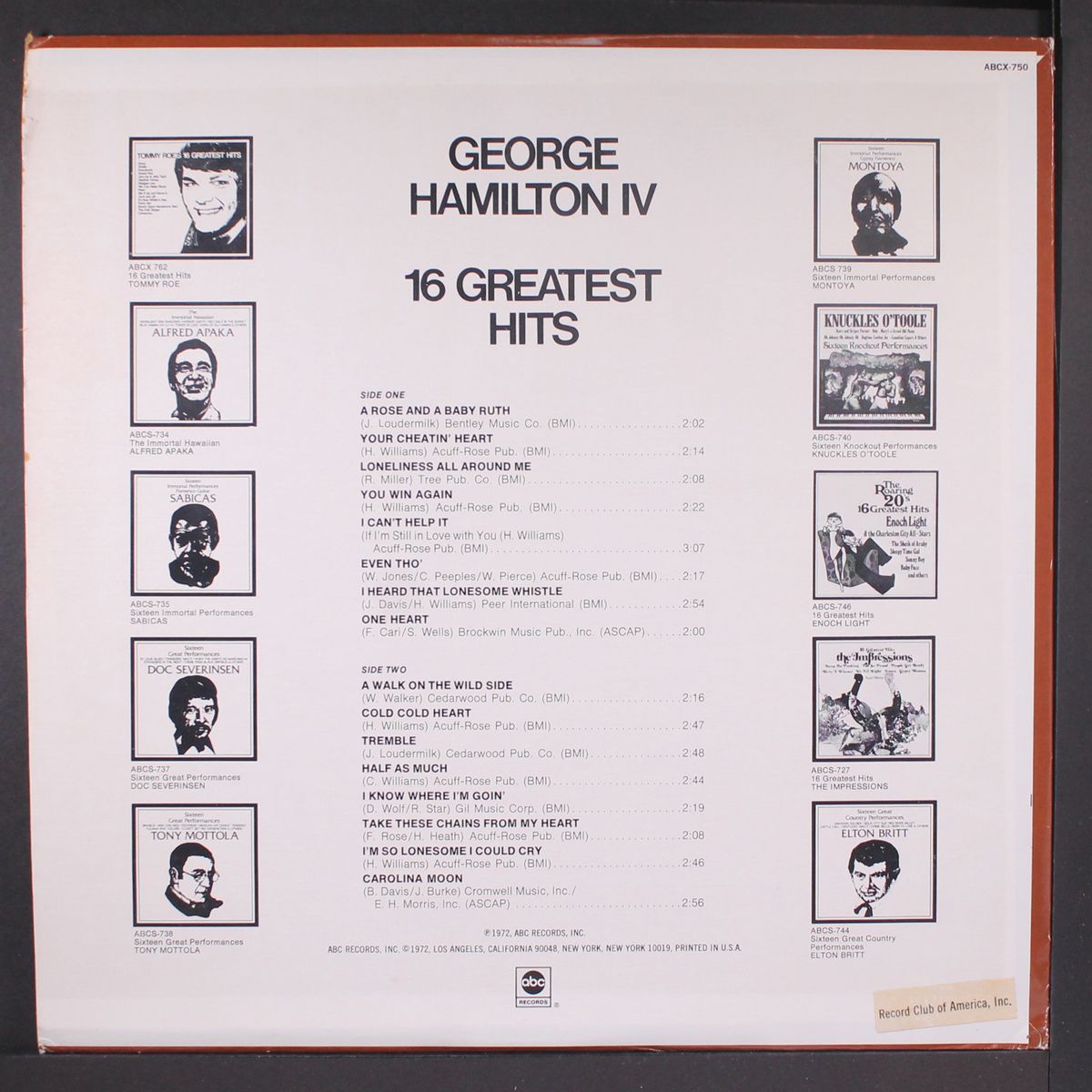 16 greatest hits by GEORGE HAMILTON IV