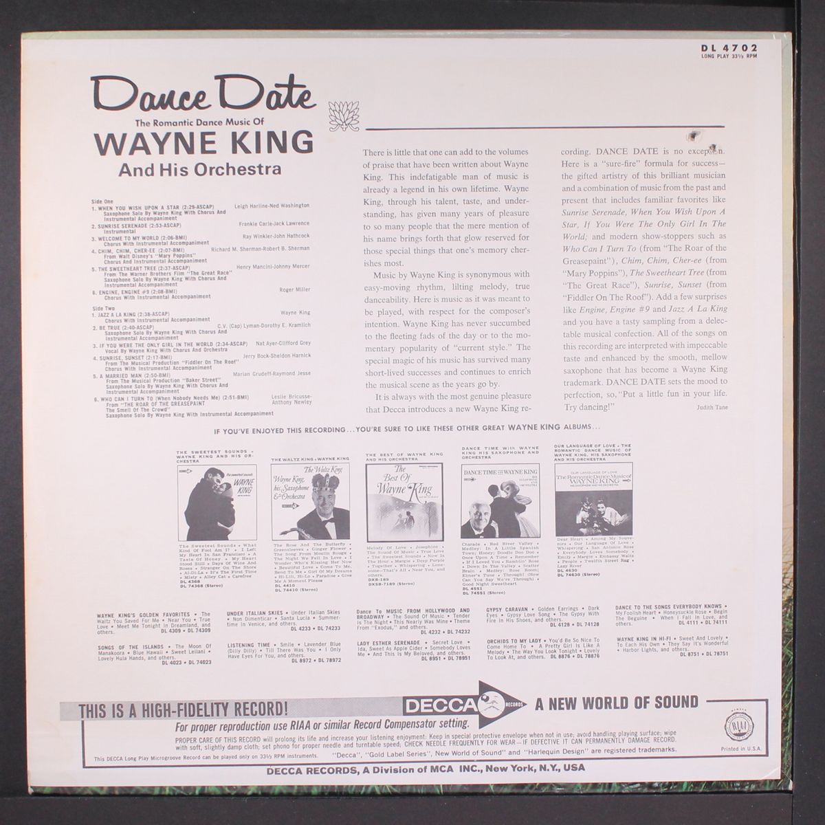 dance date by WAYNE KING