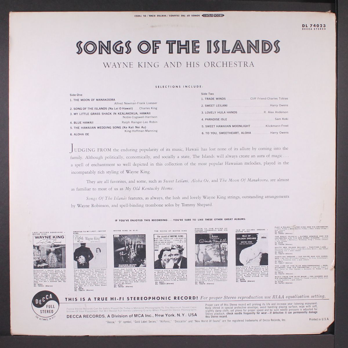 songs of the islands by WAYNE KING