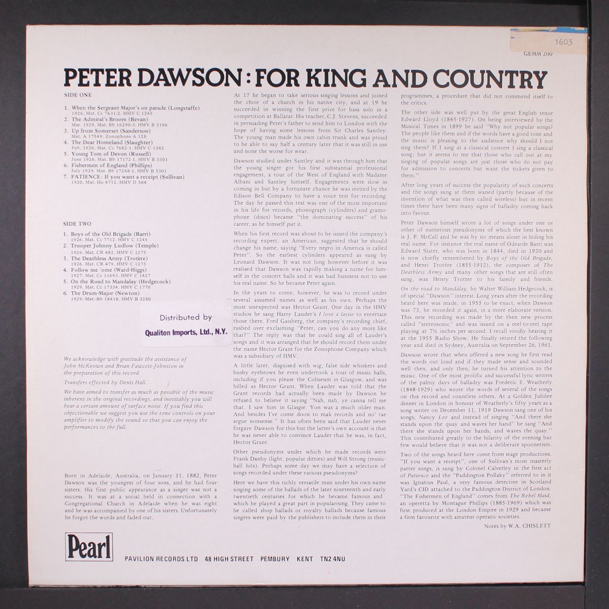 for king & country by PETER DAWSON