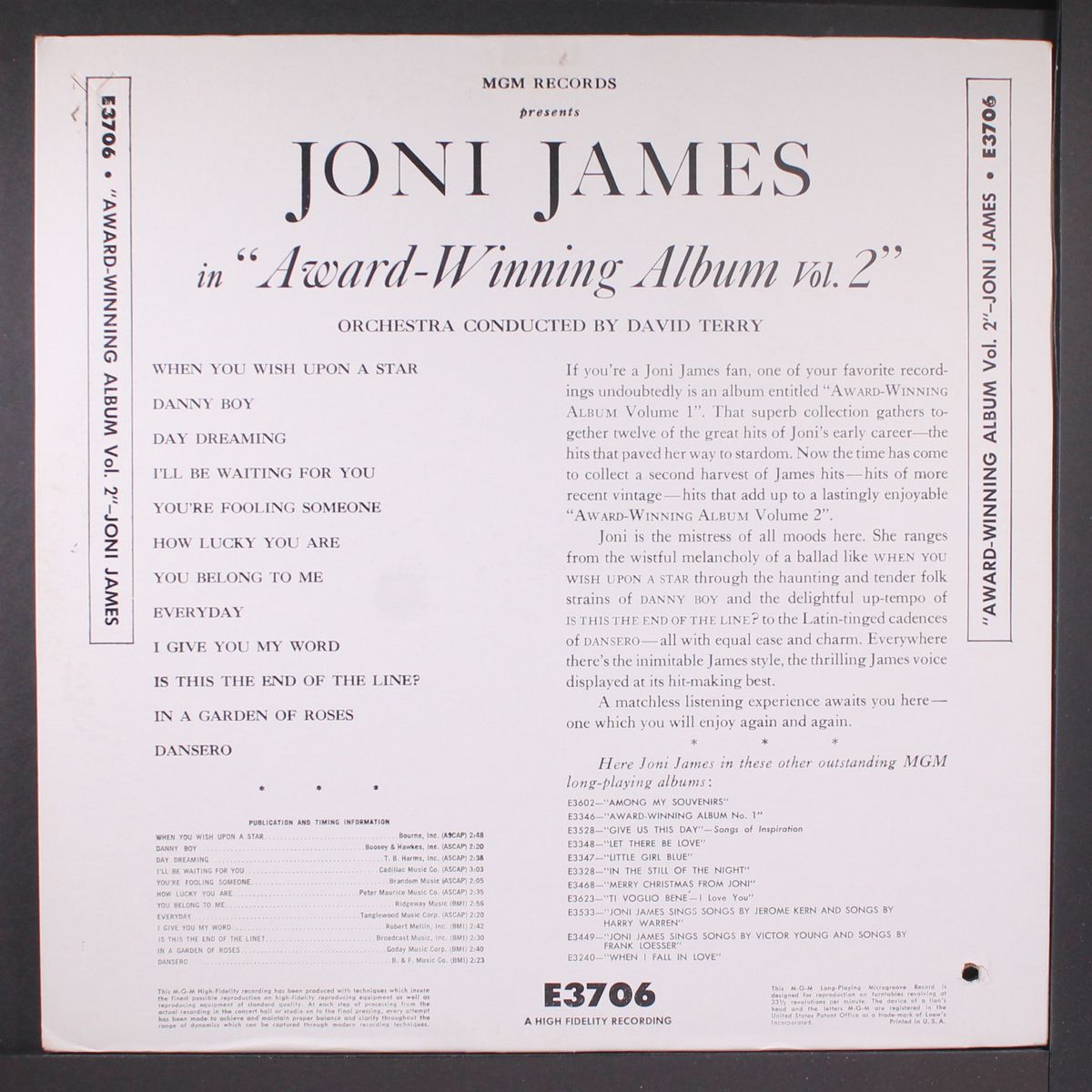 award-winning album, vol. 2 by JONI JAMES