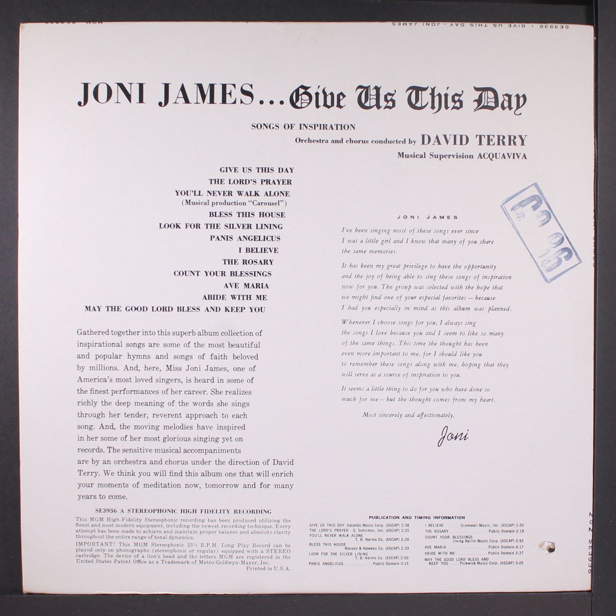 give us this day by JONI JAMES
