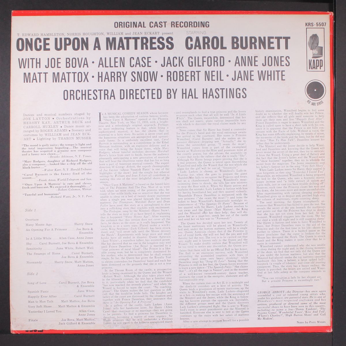 once upon a mattress by ORIGINAL CAST