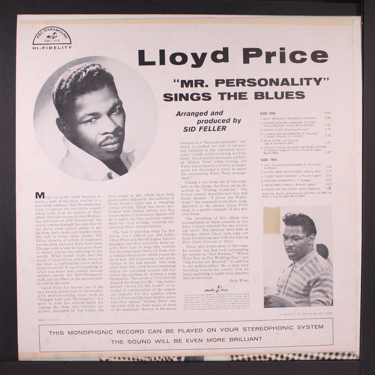 mr. personality sings the blues by LLOYD PRICE
