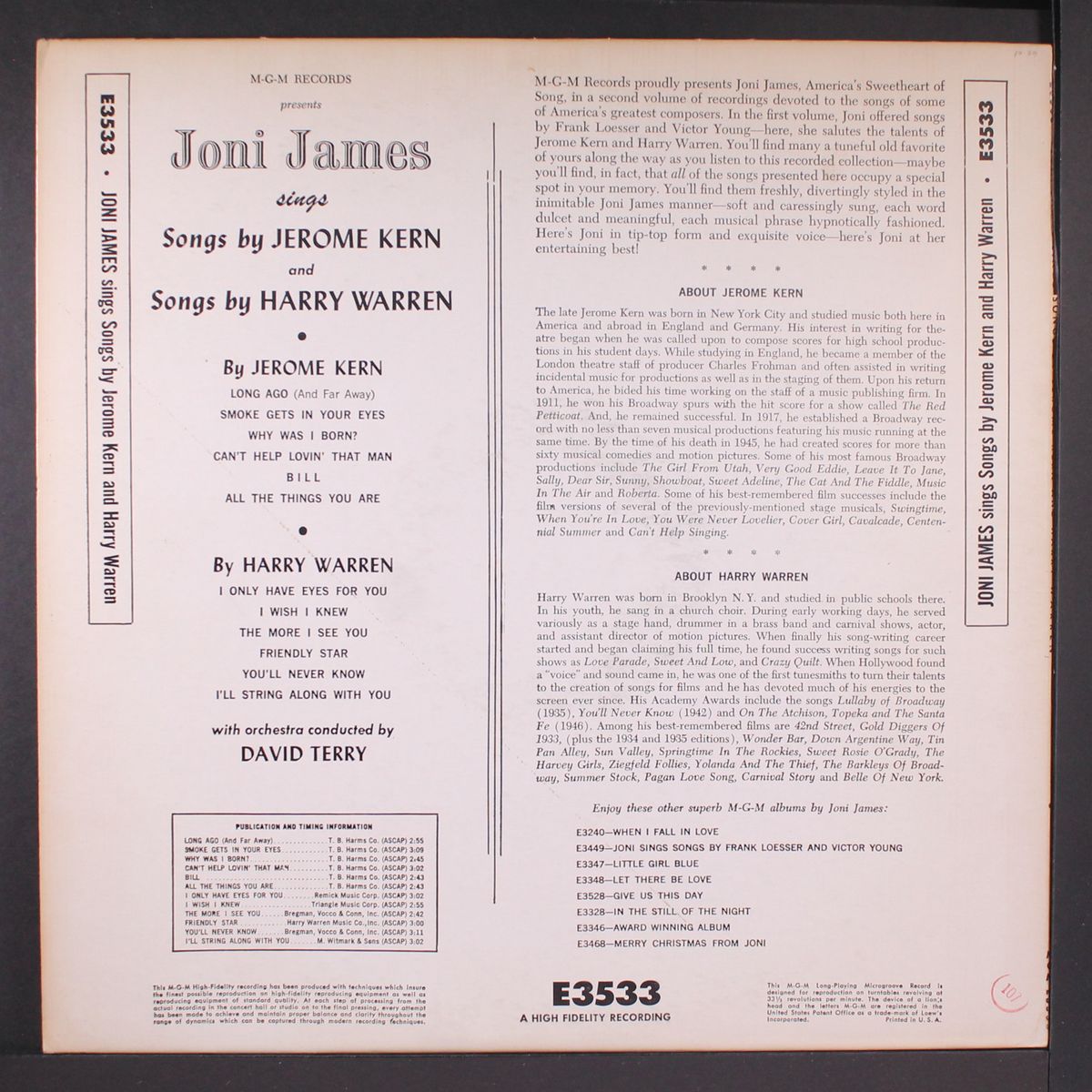 sings songs by jerome kern by JONI JAMES