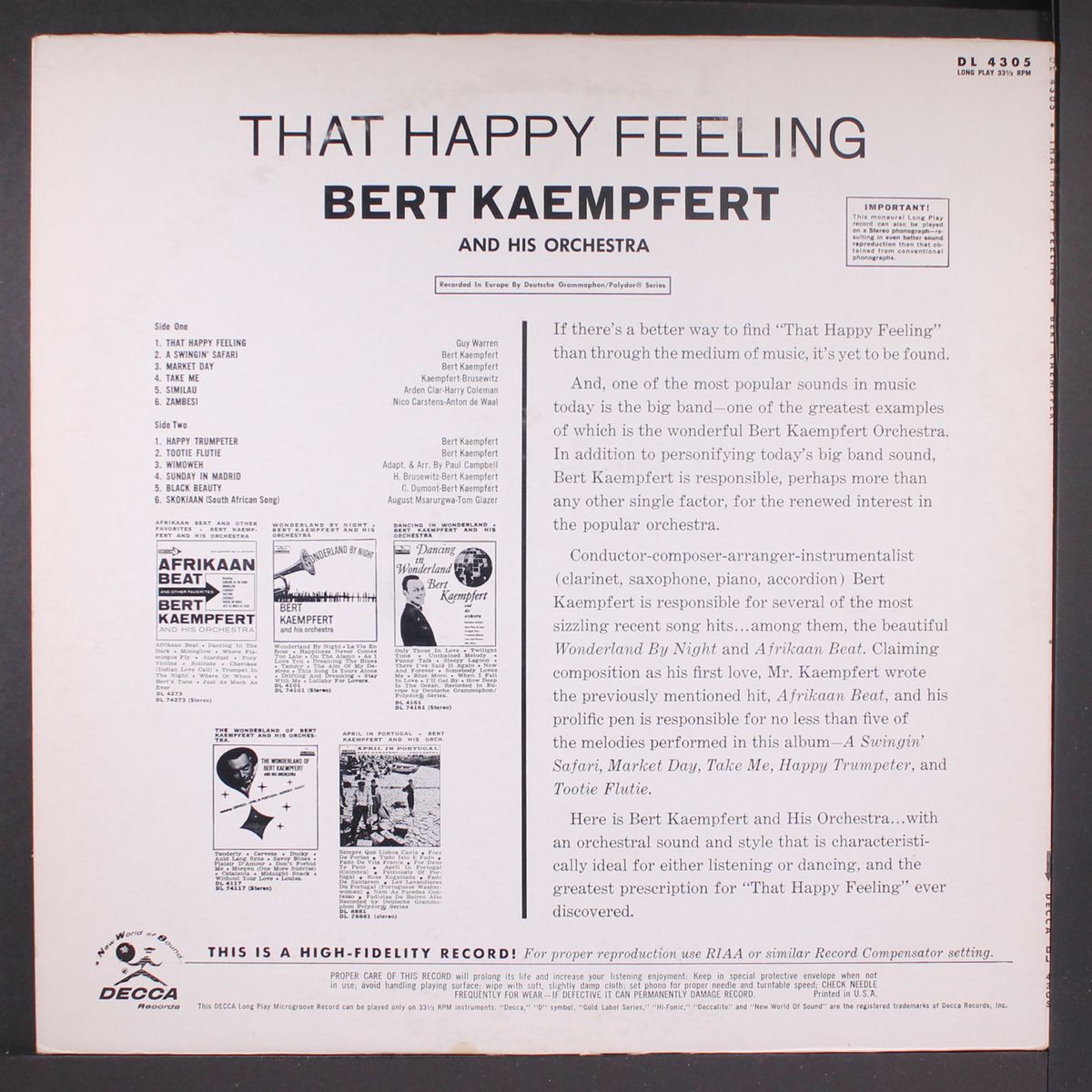 that happy feeling by BERT KAEMPFERT