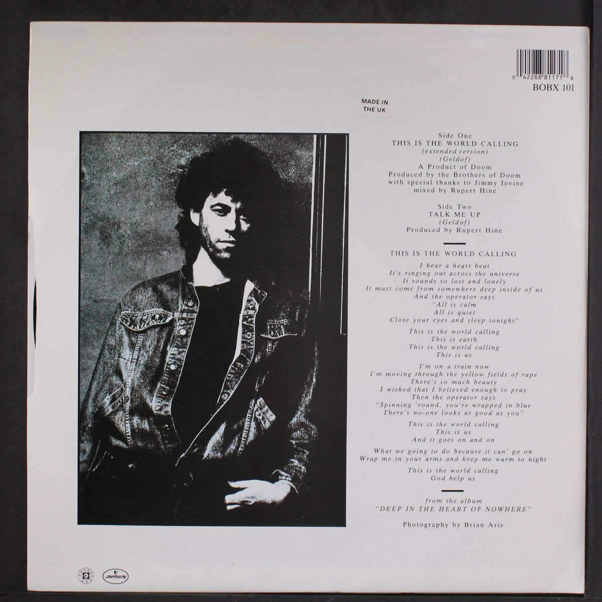 this is the world calling / take me up by BOB GELDOF